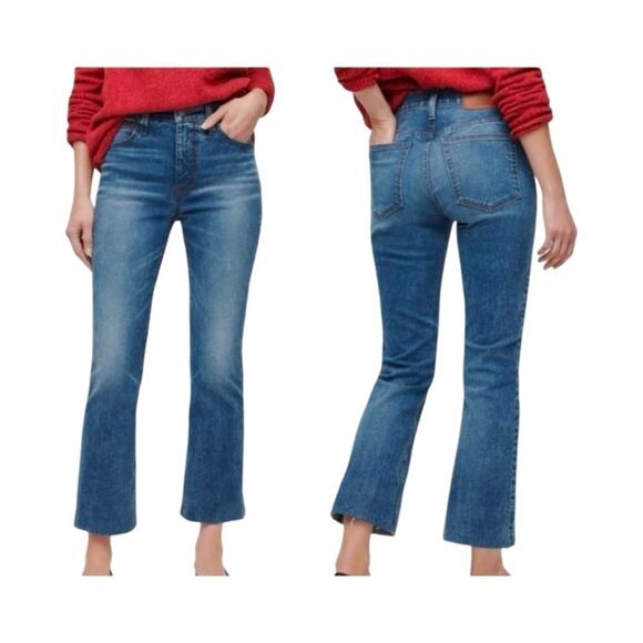 J. Crew Demi Boot Crop Jeans 31T High Rise Raw Hem Blue Denim Tall Bootcut - Picture 1 of 8